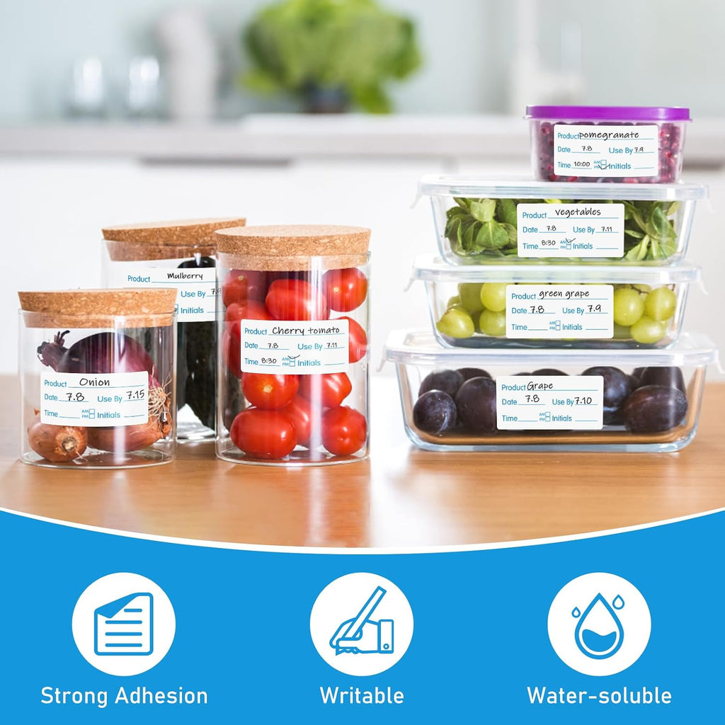 500 Stickers Use by 1 x 2 Inch Blue Dissolvable Food Labels