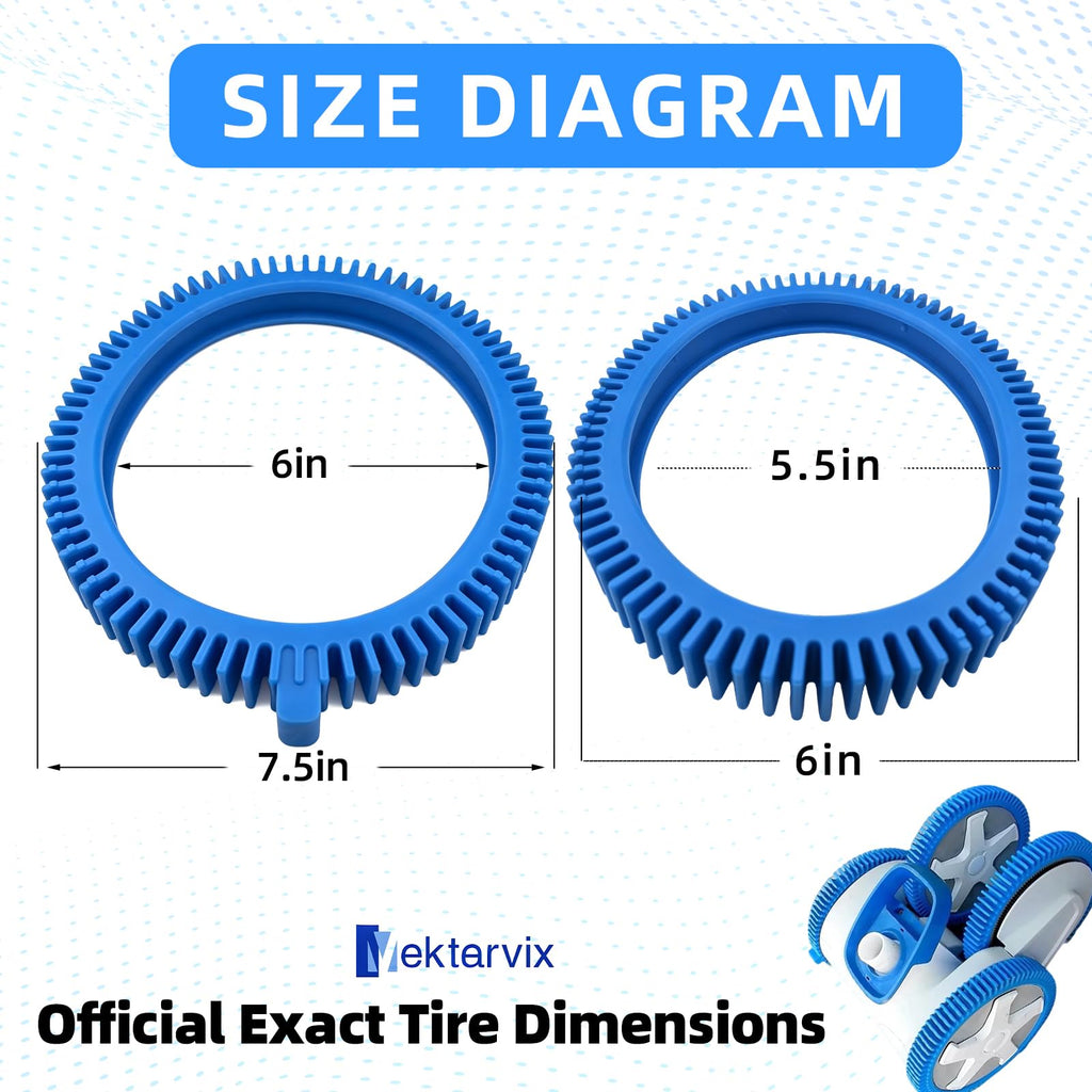4-Pack Pool Cleaner Tires 2 Front 2 Rear for Hayward Replacement