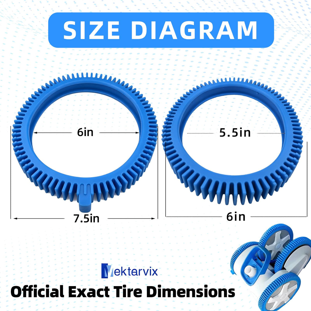 4-Pack Pool Cleaner Tires 2 Front 2 Rear for Hayward Replacement