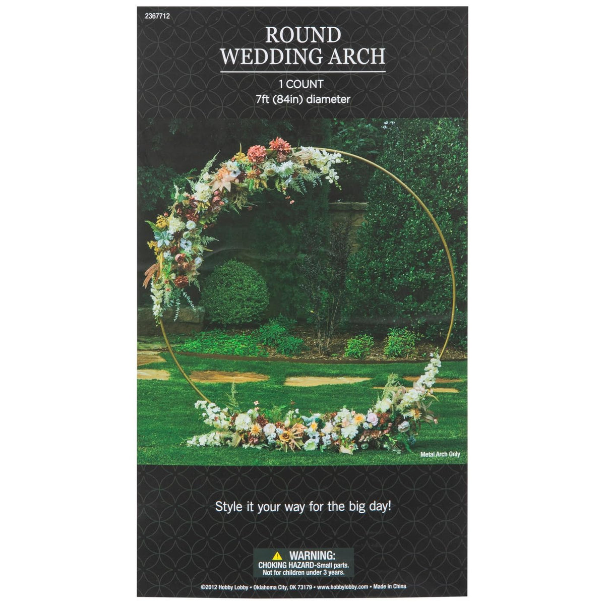 Gold Round Metal Wedding Arch, 7 Foot Diameter