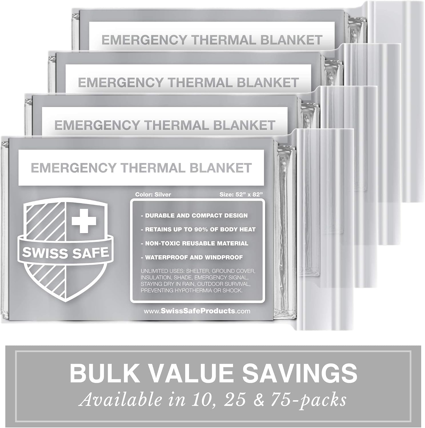 Emergency Mylar Thermal Blankets + Bonus Space Blanket - Compact & Insulated for Cold Weather - Designed for NASA
