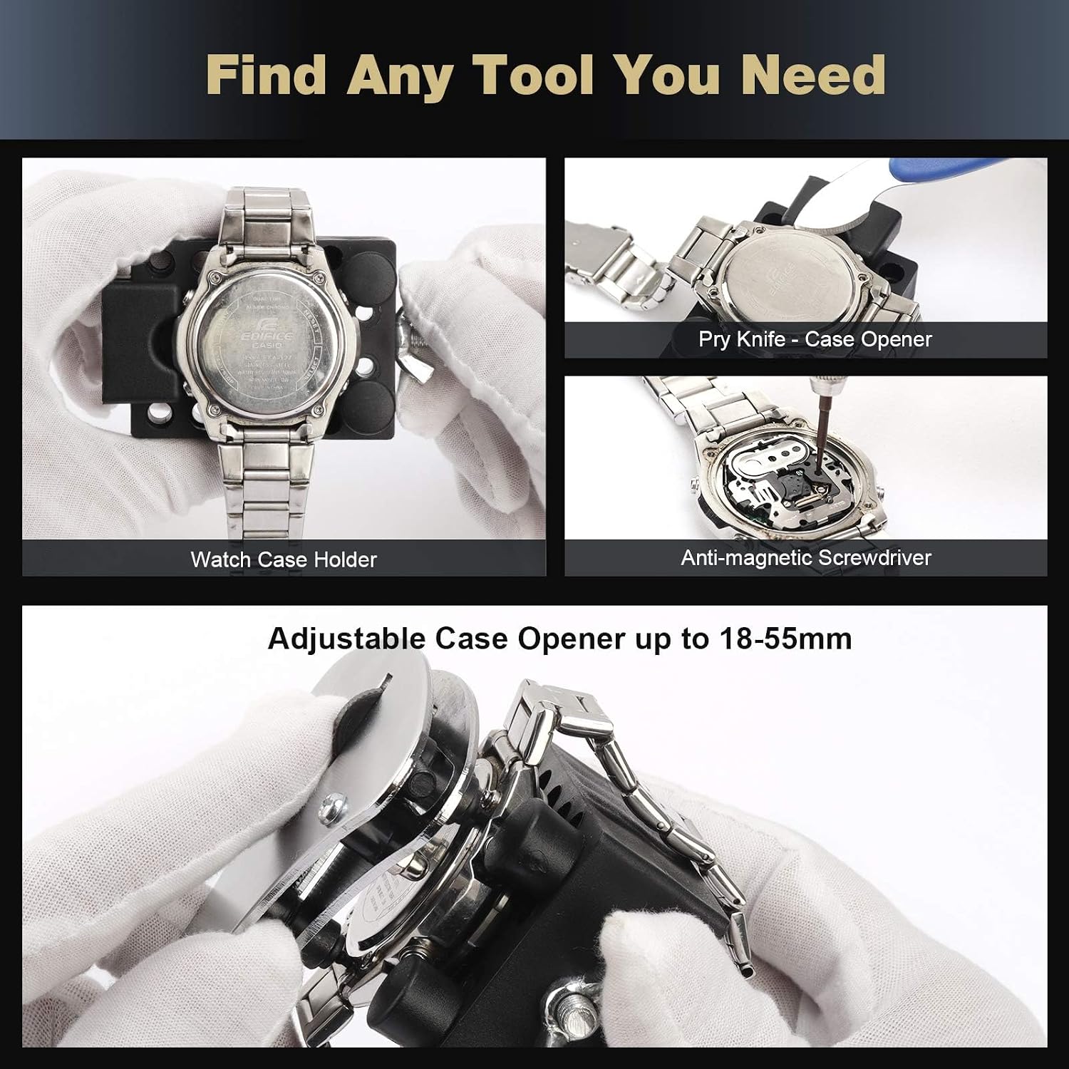 Watch Repair Kit Tool—Professional Watch Band Opener Link, Watch Battery Replacement Tool kit, Watch Back Case