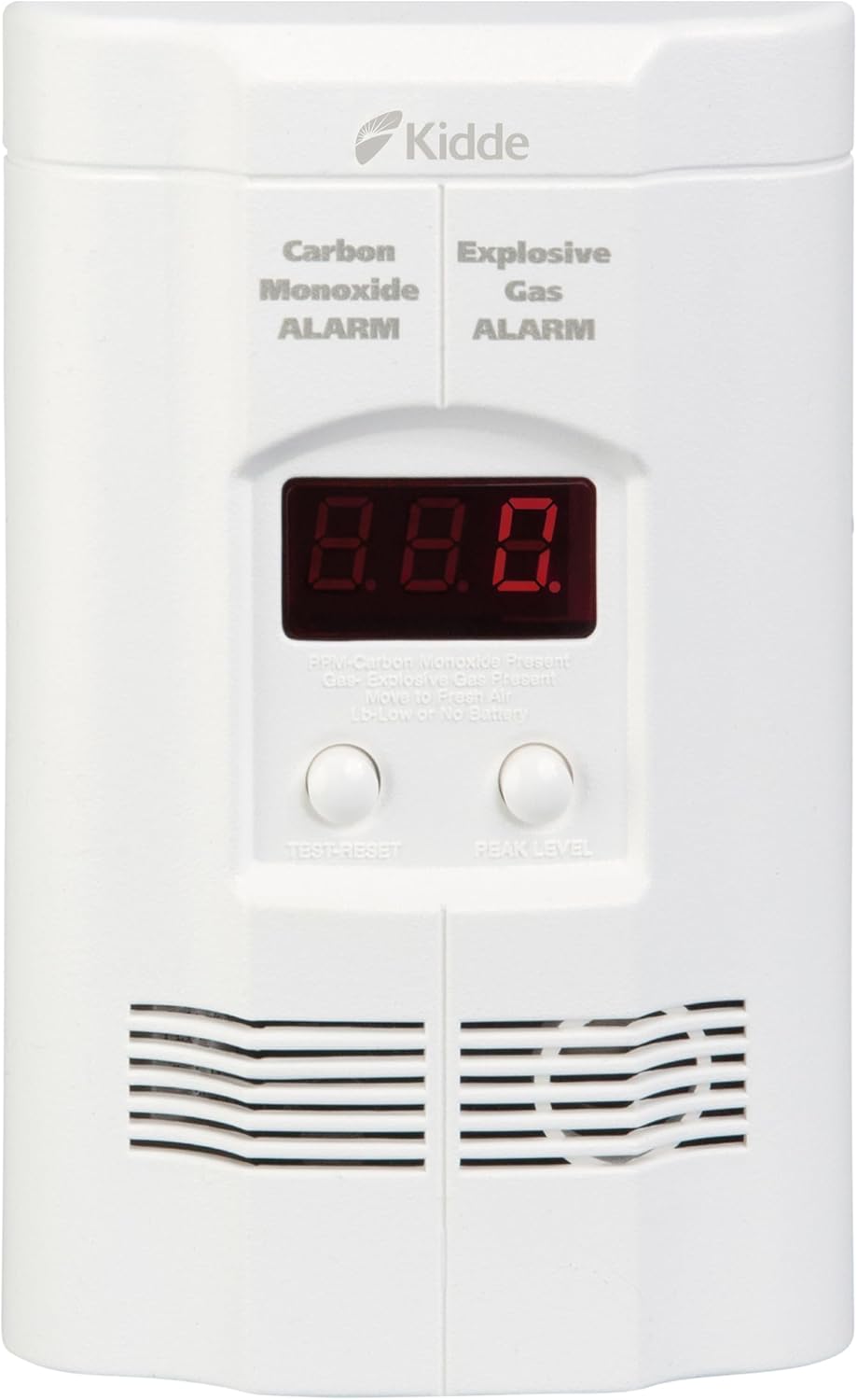 Carbon Monoxide + Explosive Gas, Natural Gas & Propane Alarm, Plug-in with 9V Battery Backup, Digital Display, 85 dB