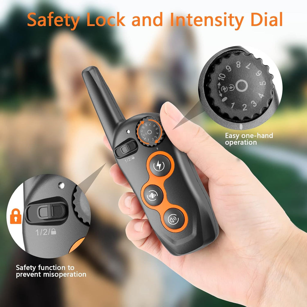 Dog Training Collar, IPX7 Waterproof Dog Shock Collar with Remote Control Range 1300ft, 3 Training Modes, Beep