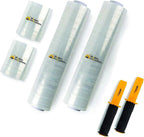 Clear Stretch Wrap Roll Bundle - (2) 15" Rolls, (2) 5" Rolls, (2) Handles,(4000 Feet) Shrink Wrap for Moving, Packing