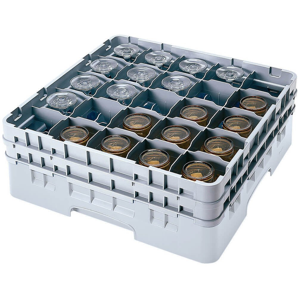 25S418-151 4-1/2-Inch Camrack Plastic Stemware and Tumbler Glass Rack with 25 Compartments, Full, Soft Gray