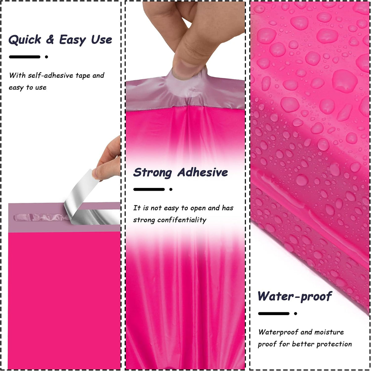 Poly Mailer 10x13 Inch 100Pcs, Shipping Bags for Clothing, Rose Red