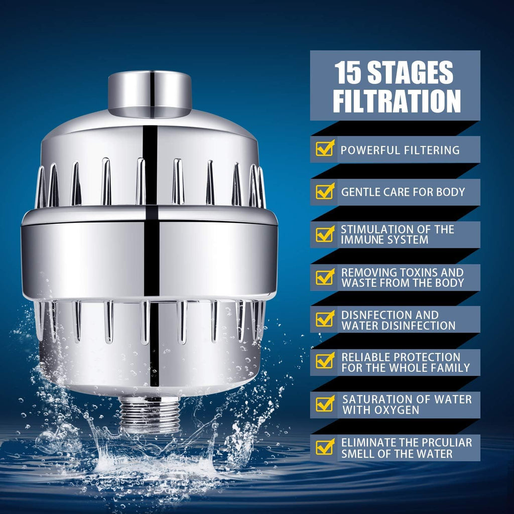 Shower Head with Shower Filter, Filtered Shower Head for Hard Water