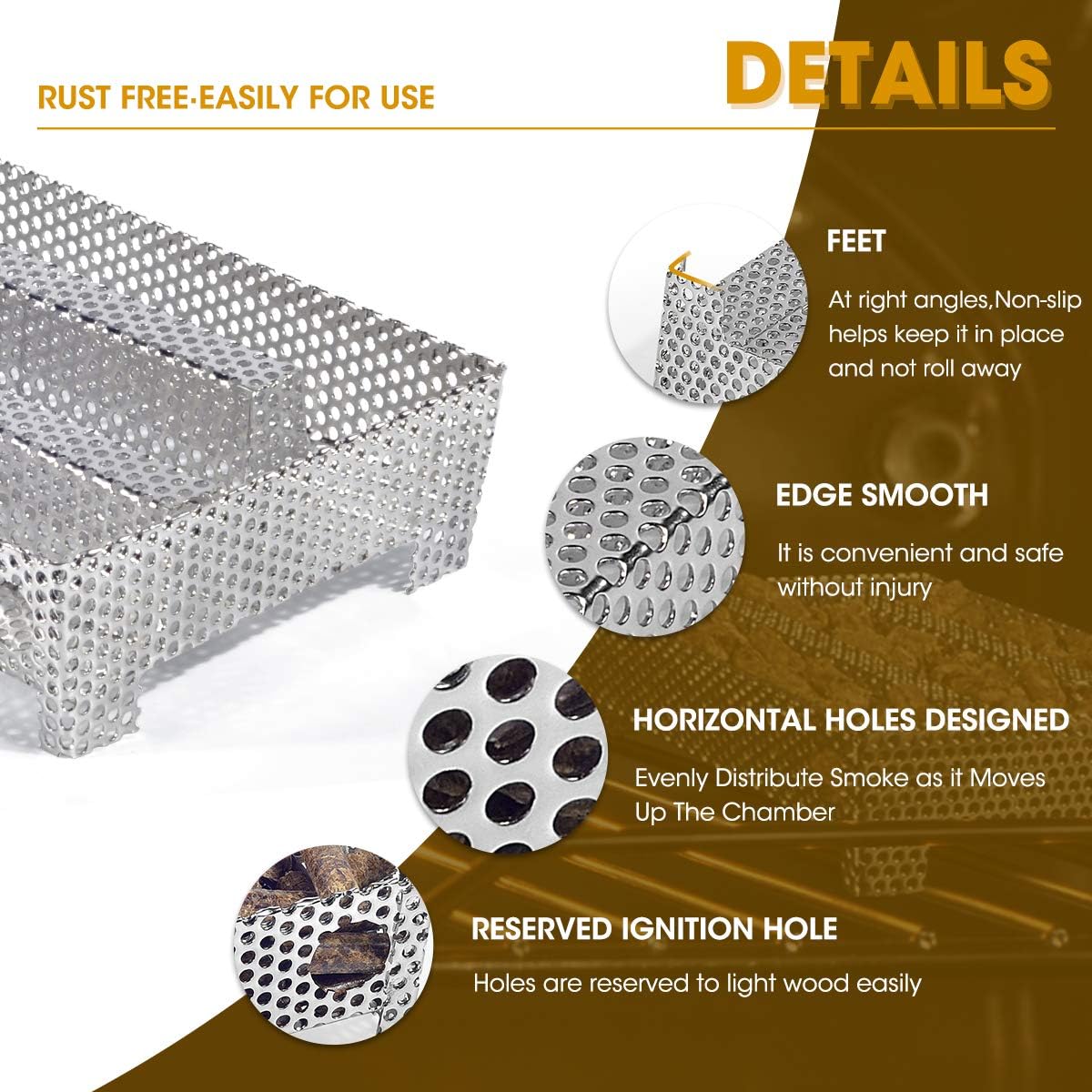 Buzzlett 5" x 8" Pellet Smoker Tray 12 Hours of Billowing Smoke