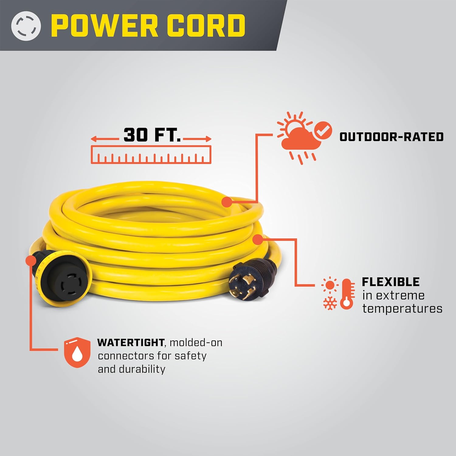 30-Amp Indoor-Rated Manual Transfer Switch with 25-Foot Generator Power Cord and Weather-Resistant Power Inlet Box