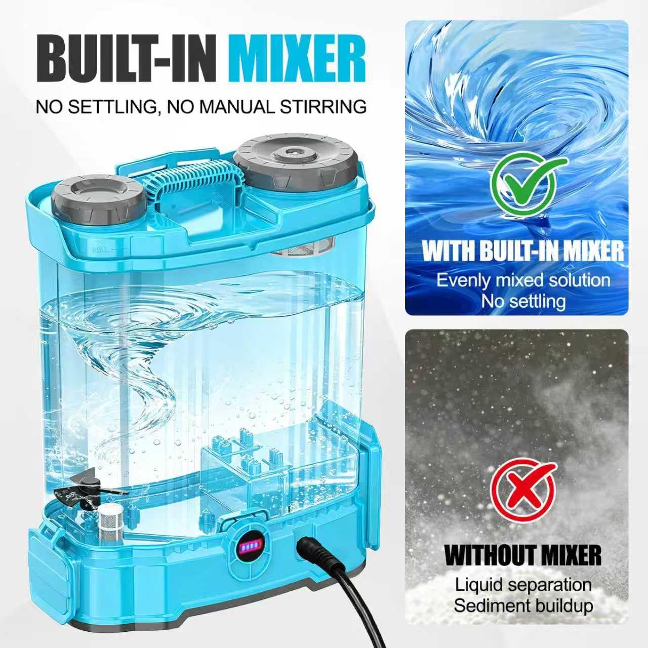Battery Powered Backpack Sprayer 4.2 Gallon with Auto-Mixing System, Dual Battery System, Compatible with Makita 21V