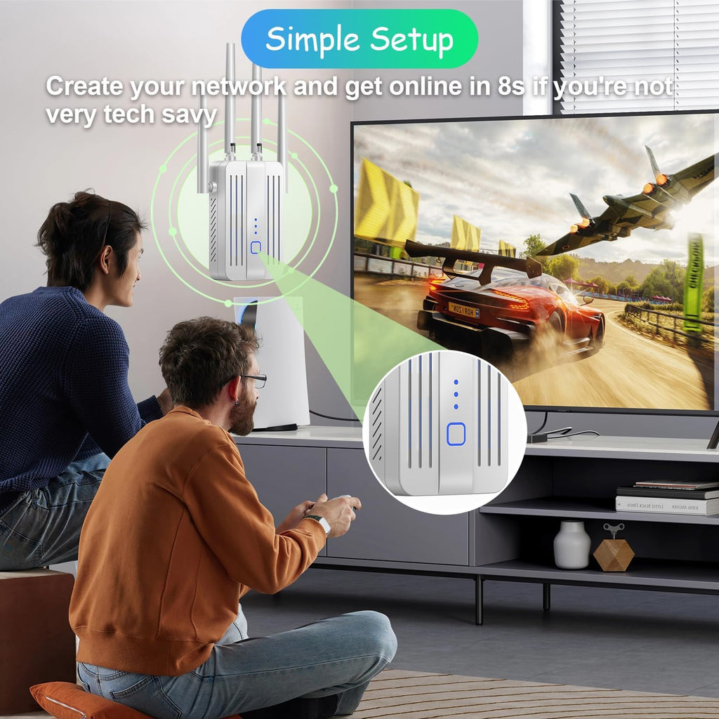WiFi Extender Signal Booster for Home, Long Range Coverage Up to 9995 Sq. Ft. Internet Repeater, WiFi Range Extender