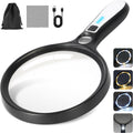 Large Magnifying Glass with Light: 10X 30X 5IN Lighted Handheld Magnifier with 13 LED Lights 3 Modes, 1150mAh