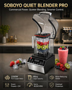 Quiet Blender, 80 oz Commercial Countertop Blender with Noise-Reducing Shield, 2200W Pure Copper Motor, 46000RPM, 6