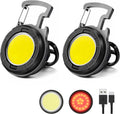 Keychain Flashlight 2 Pack, 1000 Lumens EDC Flashlight COB Work Light, Bottle Opener Keychain Mini Pocket Flashlight
