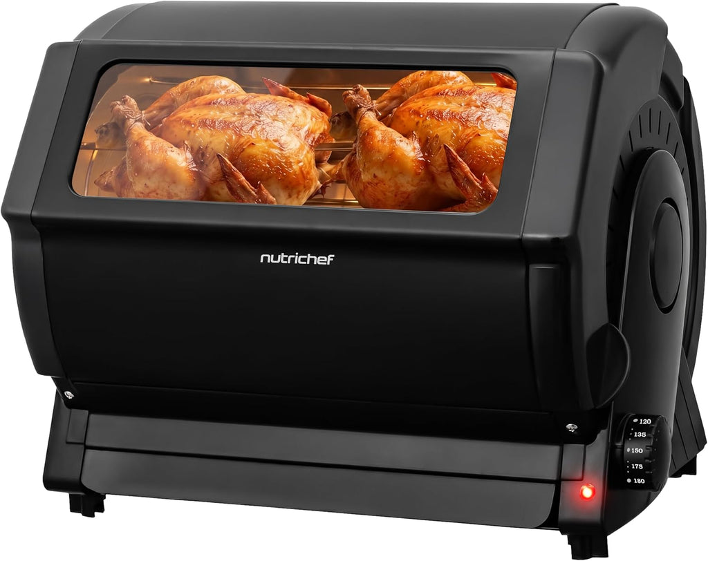 Horizontal Rotating Shawarma Oven | Rotisserie, Shawarma & Kebab Machine | Includes Large 22.4 Quart Capacity, 3-Hour