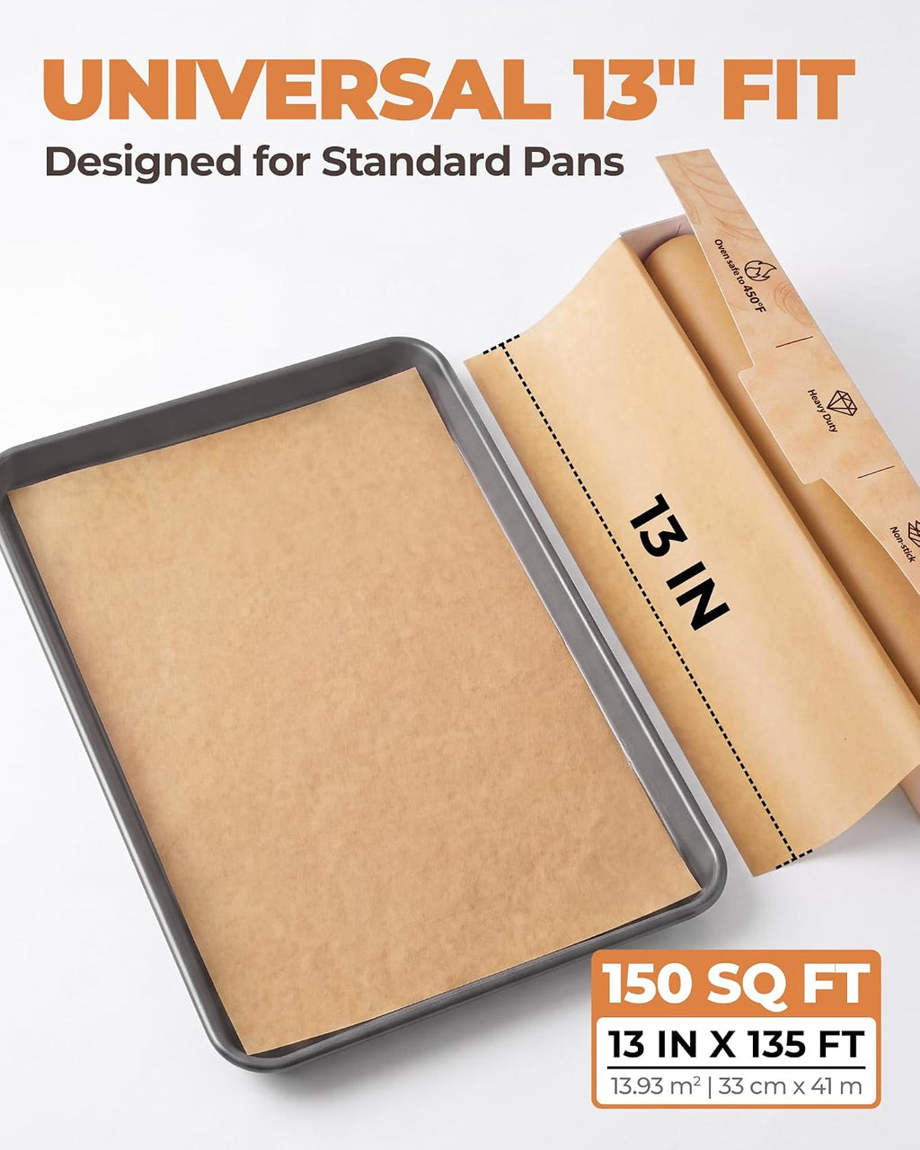 Unbleached Parchment Paper Roll, 13 in x 135 ft, 150 Sq Ft