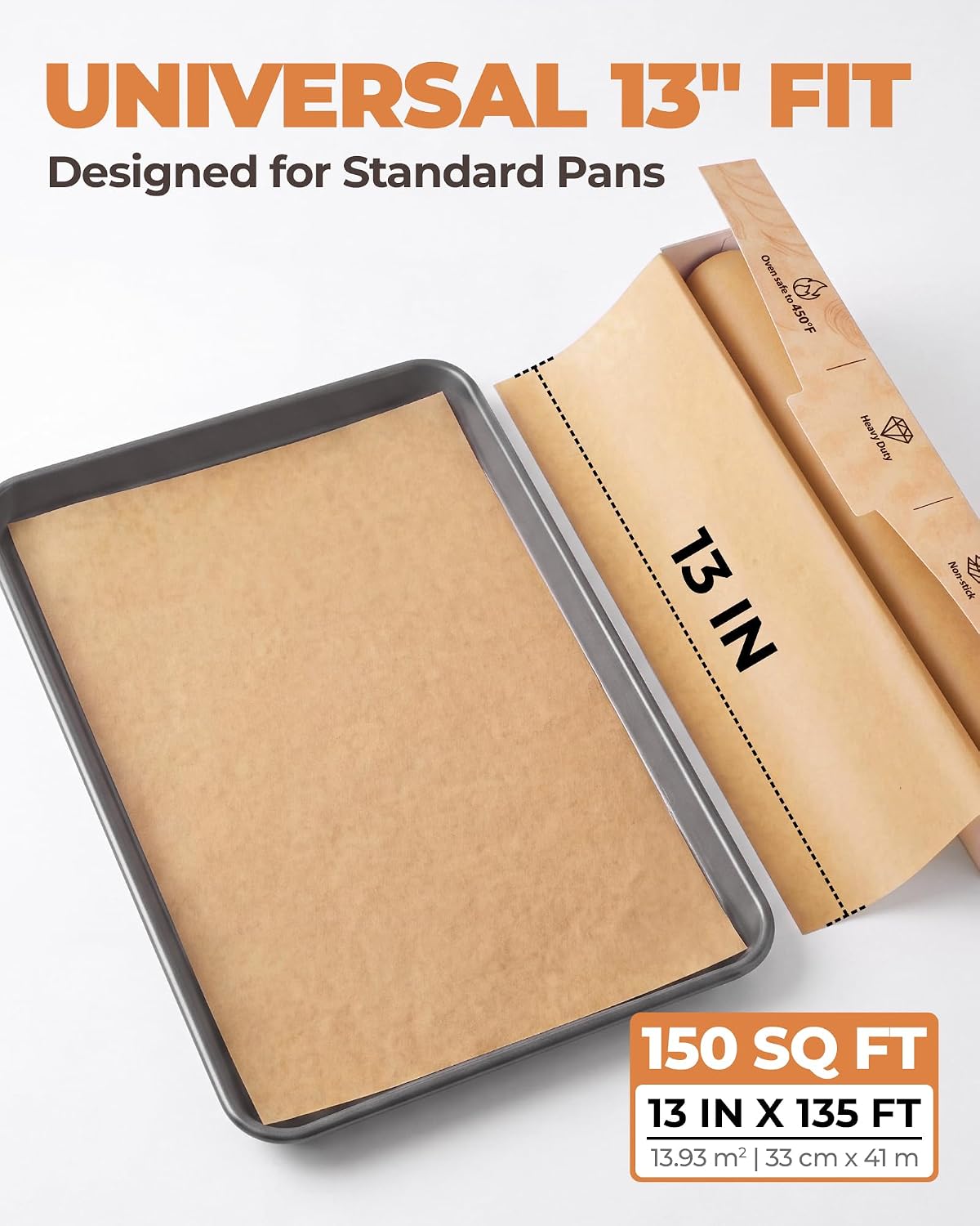 Unbleached Parchment Paper Roll, 13 in x 135 ft, 150 Sq Ft