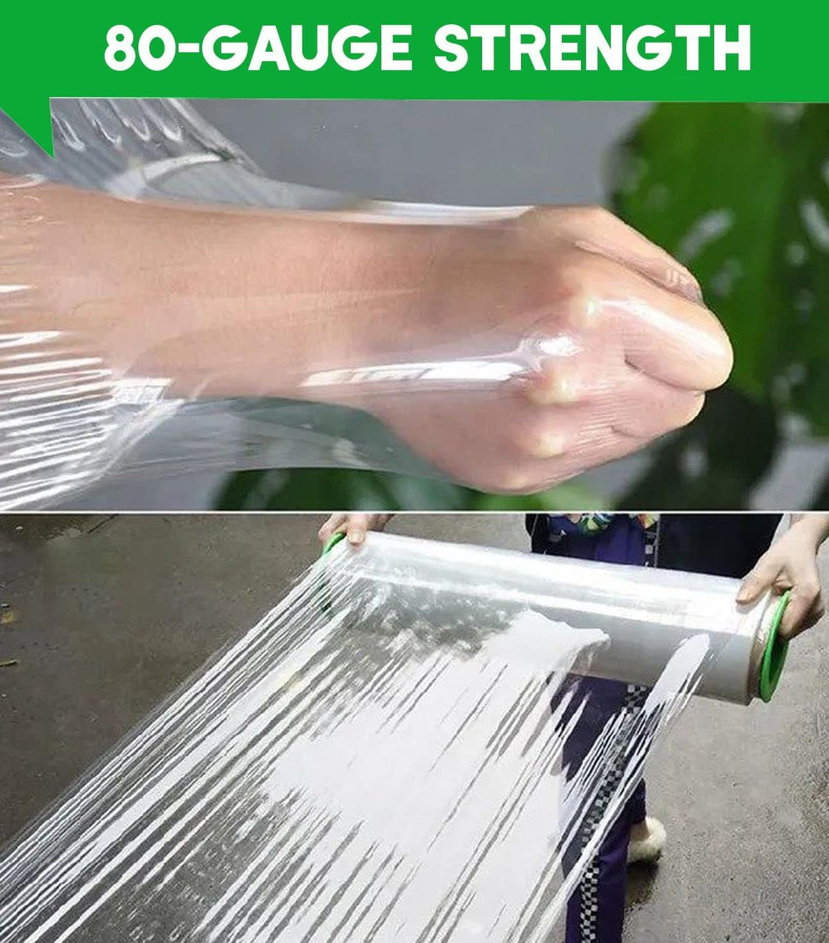 18" Stretch Wrap Film – 1200 ft, 80 Gauge Clear Plastic – Industrial Strength Shrink Wrap for Moving, Packing, Pallet