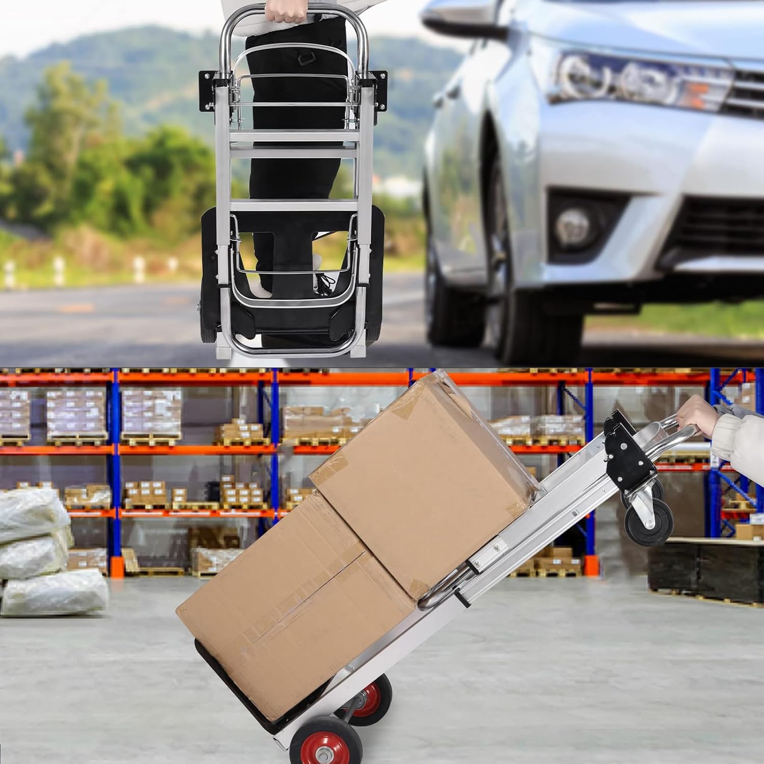 2-in-1 Convertible Hand Truck, 700 LBS Platform Dolly with 4 Wheels
