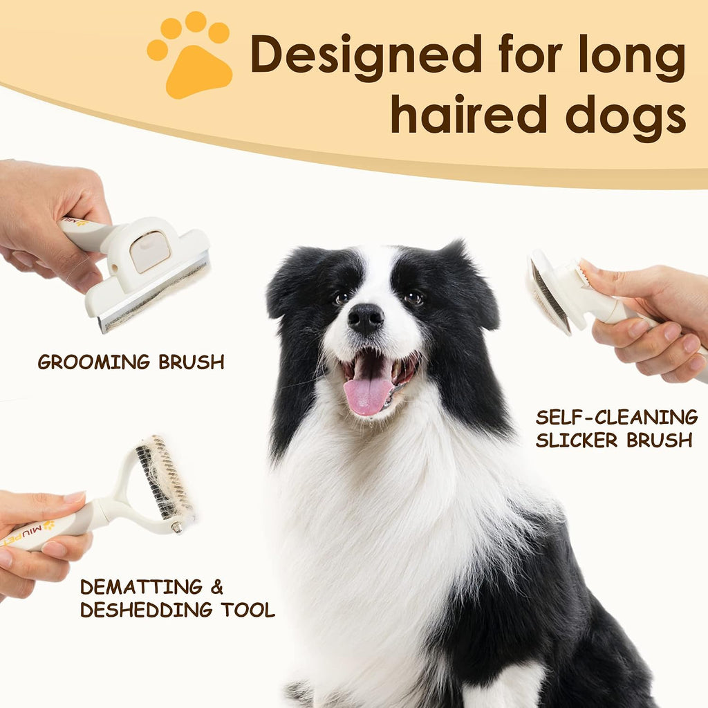 Professional Deshedding Dog Brush Grooming Kits, for Long-Haired Dogs and Cats - Dog Deshedding Brush and Slicker