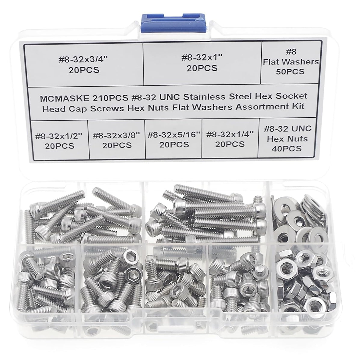 #8-32 UNC 304 SS Knurled Socket Head Cap Screws Nuts & Washers Kit