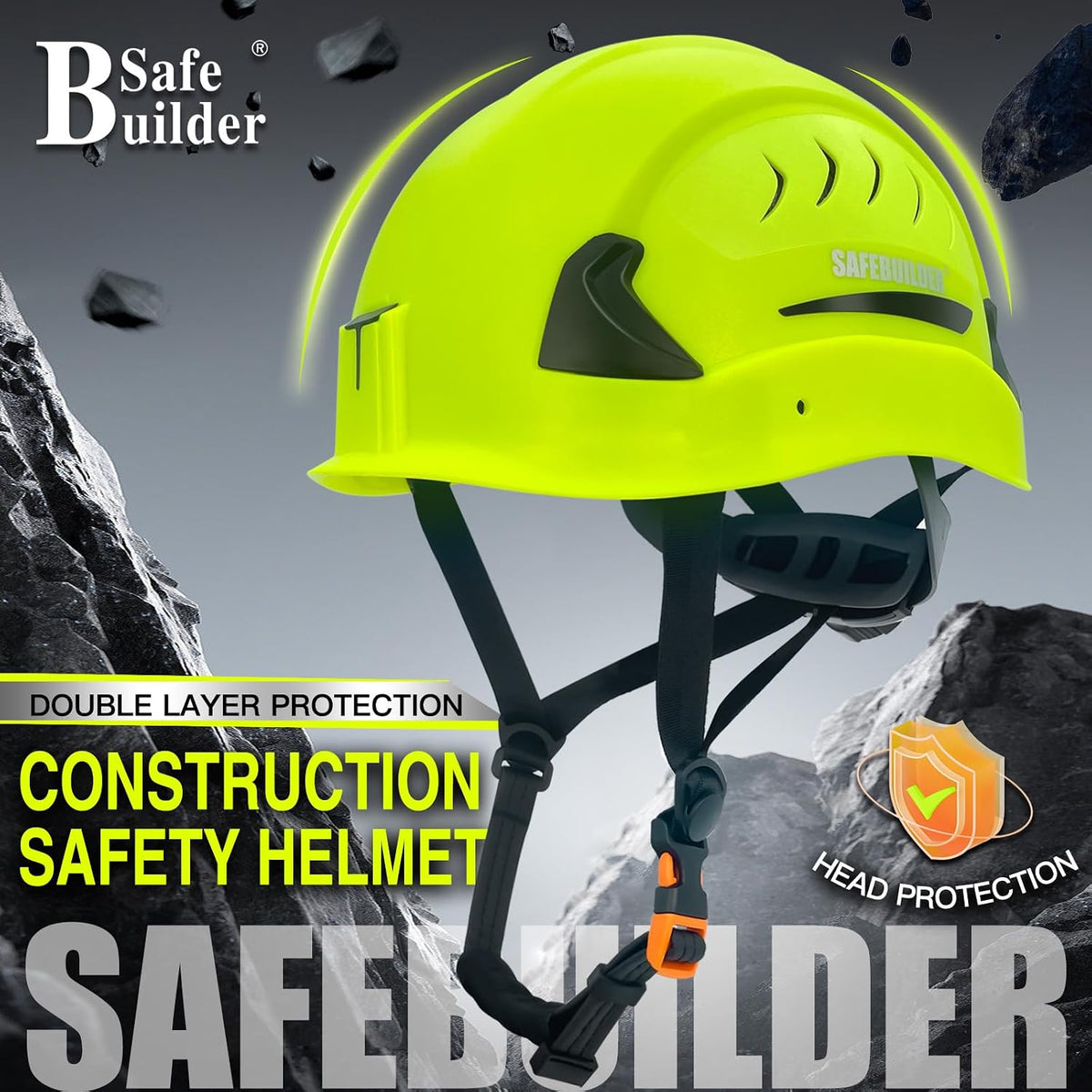 G2C Safety Helmet ANSI Type 2 Class C Hard Hats Vented EPS Liner Lightweight for Construction Work at Height Rescue
