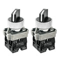 2-Pack Black 3-Position Metal Head Selector Switches, 2NO