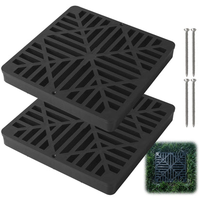 2 Pack 9" Square Catch Basin Drain Grate, Fiberglass Reinforced