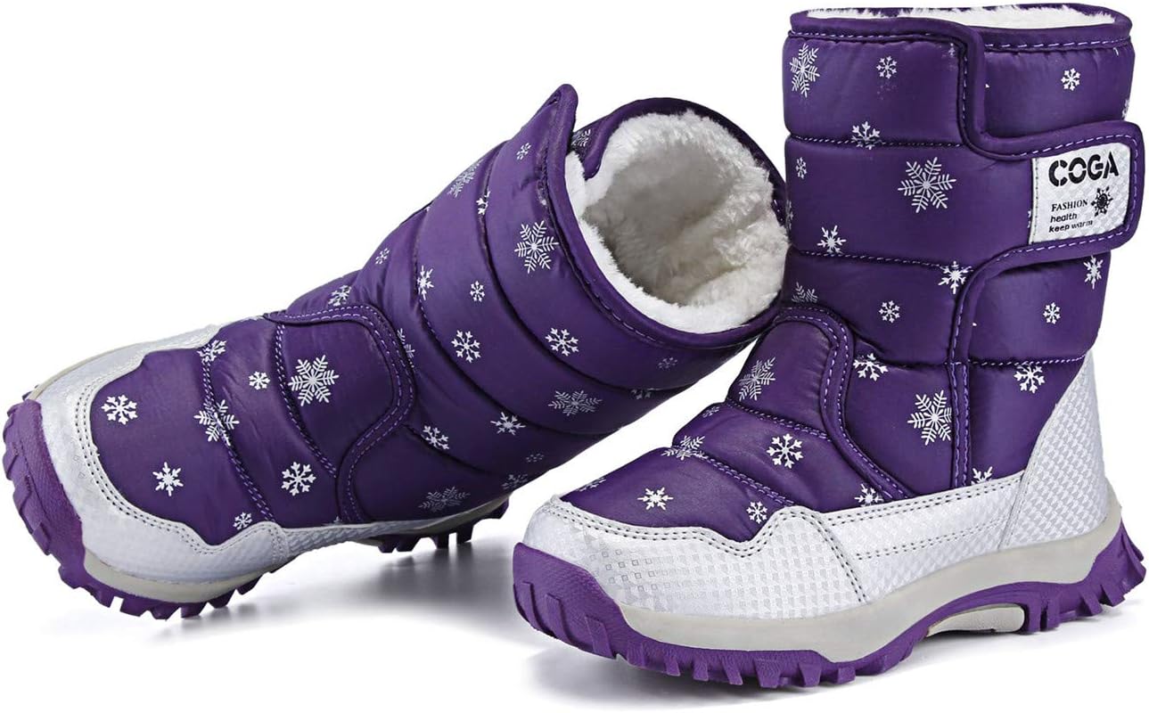 Girls Boys Snow Boots Winter Outdoor Waterproof Slip Resistant Cold Weather Shoes (Toddler/Little Kid/Big Kid)