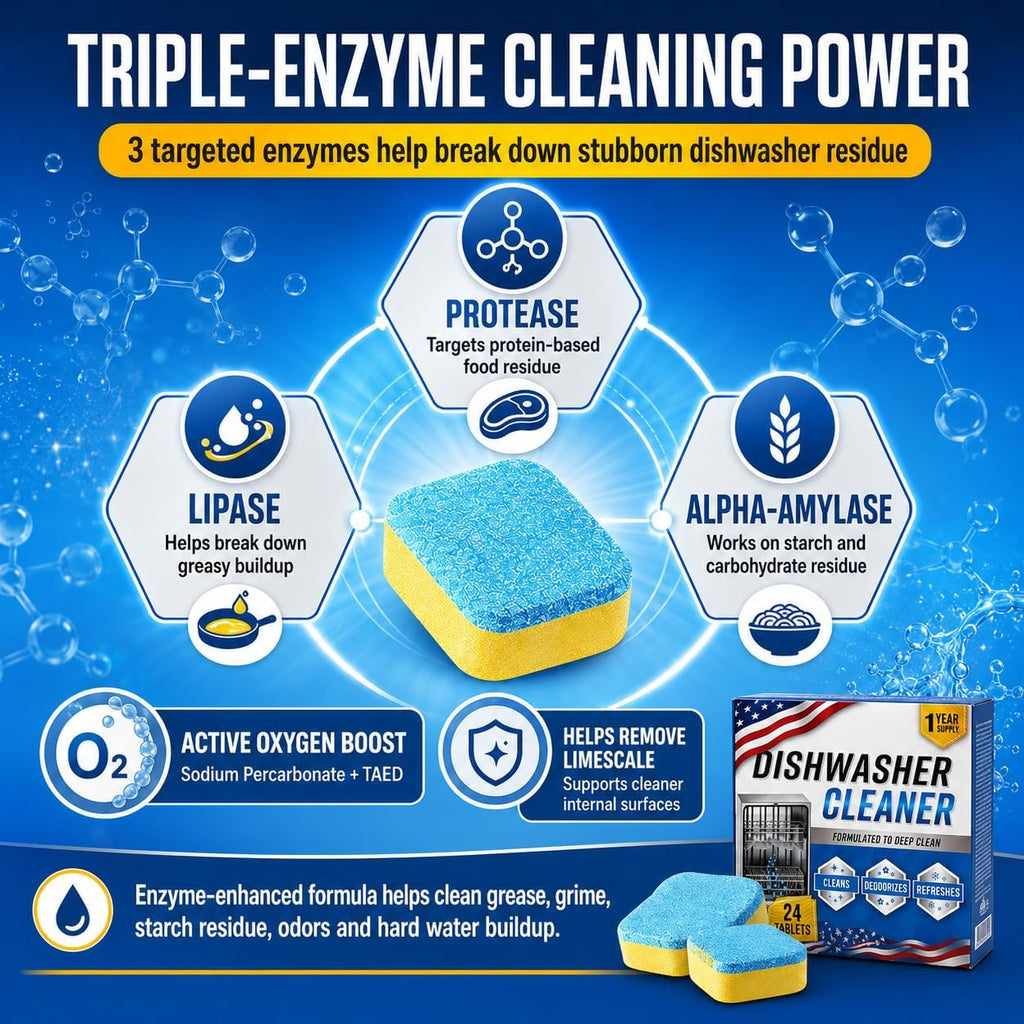 Enzyme Dishwasher Cleaner Tablets Ultra, Eliminator Odor 24 Count