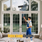 96" Long Handle Window Wall Cleaner Tool with Extension Pole,2 in 1 Large Window Squeegee with Cleaning Mop Tools Kit