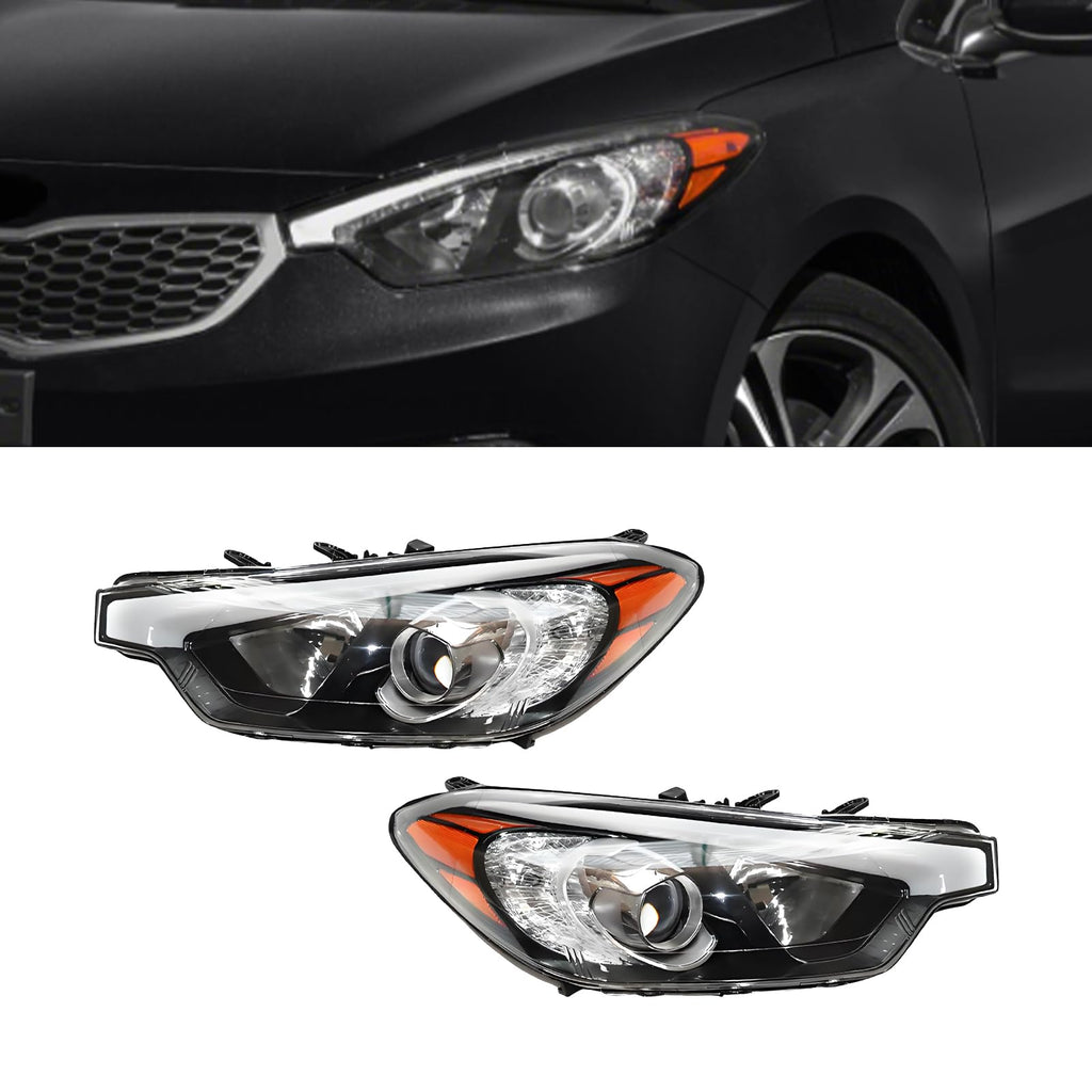 Halogen Headlight Semi Assembly Pair for 2014 2015 2016 Kia Forte Forte 5 No AFS Headlamp OE Replacement 92101A7200