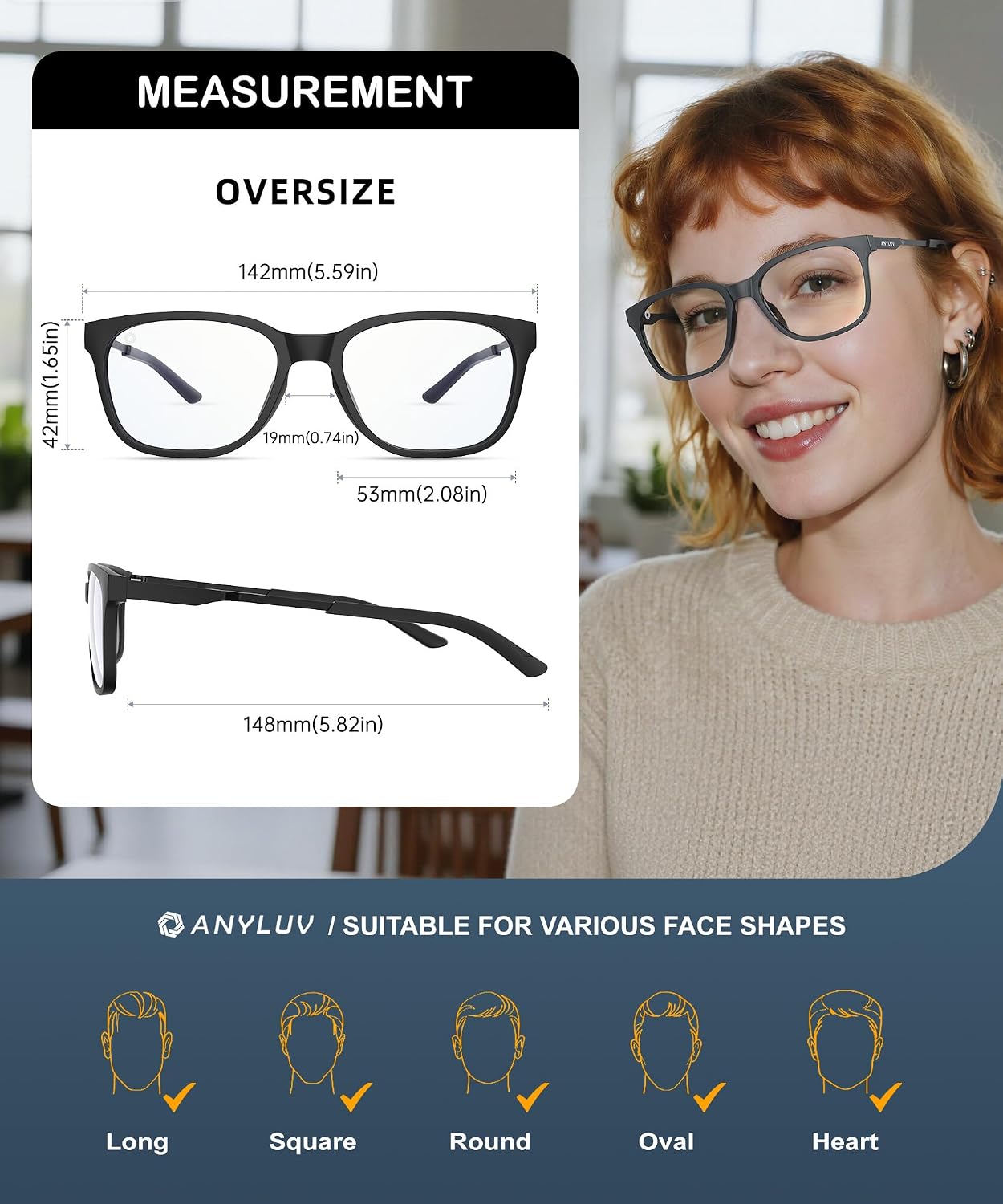 Blue Light Glasses for Men, Lightweight Computer Gaming Glasses, Stylish Anti Eyestrain Blue Light Blocking Men