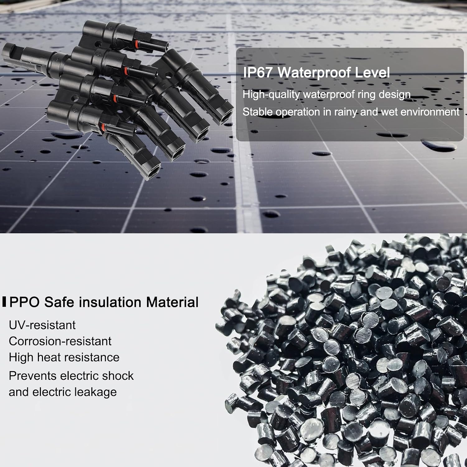 Solar Panel T Branch Connector 1 Male to 4 Female and 1 Female to 4 Male MC4 Cable Wire Connector for Parallel