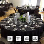 8 Packs 90 Inch Black Round Tablecloths for 36"-72" Table