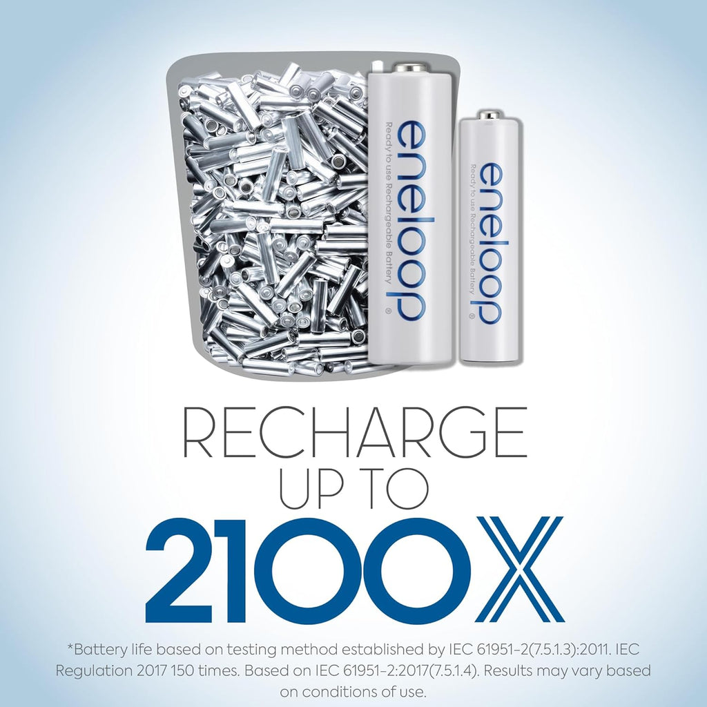 Panasonic BK-3MCCA4BA AA 2100 Cycle Ni-MH Pre-Charged Rechargeable Batteries, 4-Battery Pack