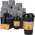 16 oz Coffee Cups 50 Pack, Disposable To Go Paper Cups with Lid