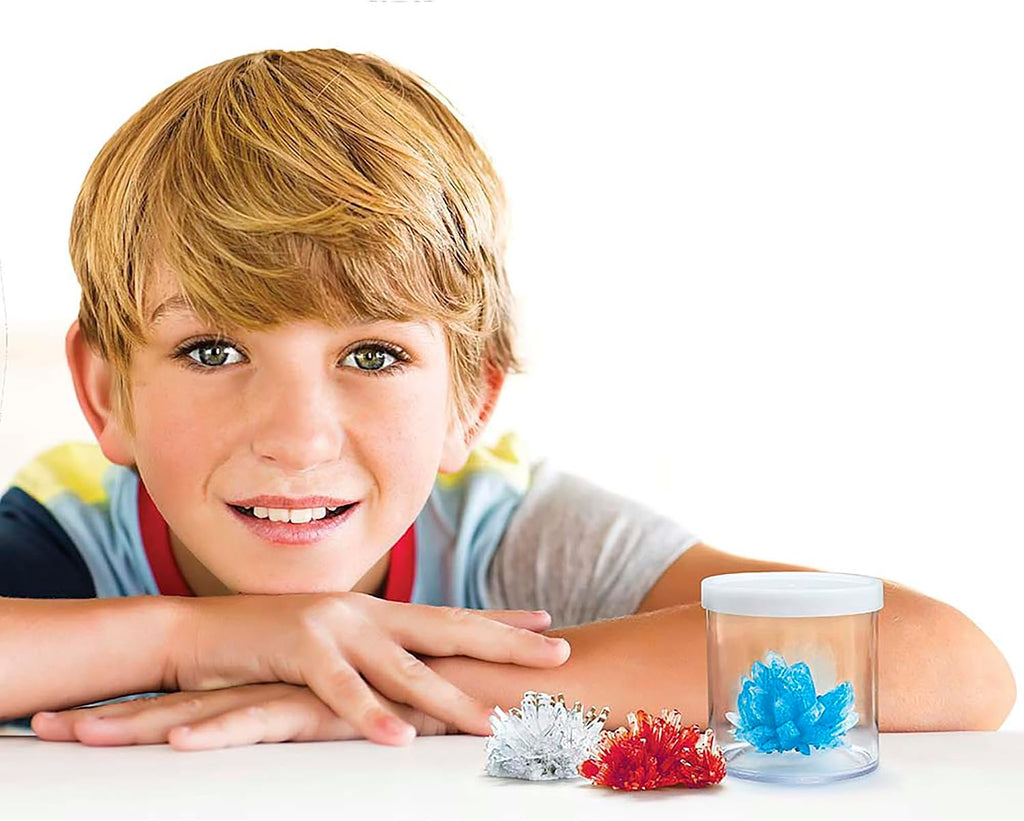 KidzLabs Crystal Science Kit - Grow 3 Crystals, STEM Chemistry DIY Set | Includes aquamarine, glow-in-the-dark moon