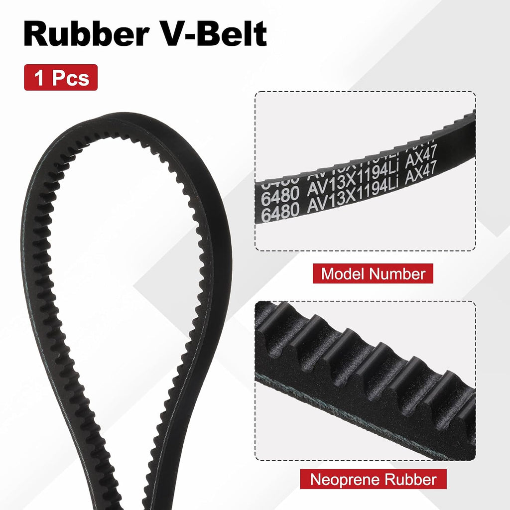 AX47 Belt, Raw Edge Cogged Industrial Rubber EPDM V-Belt, Pack of 1