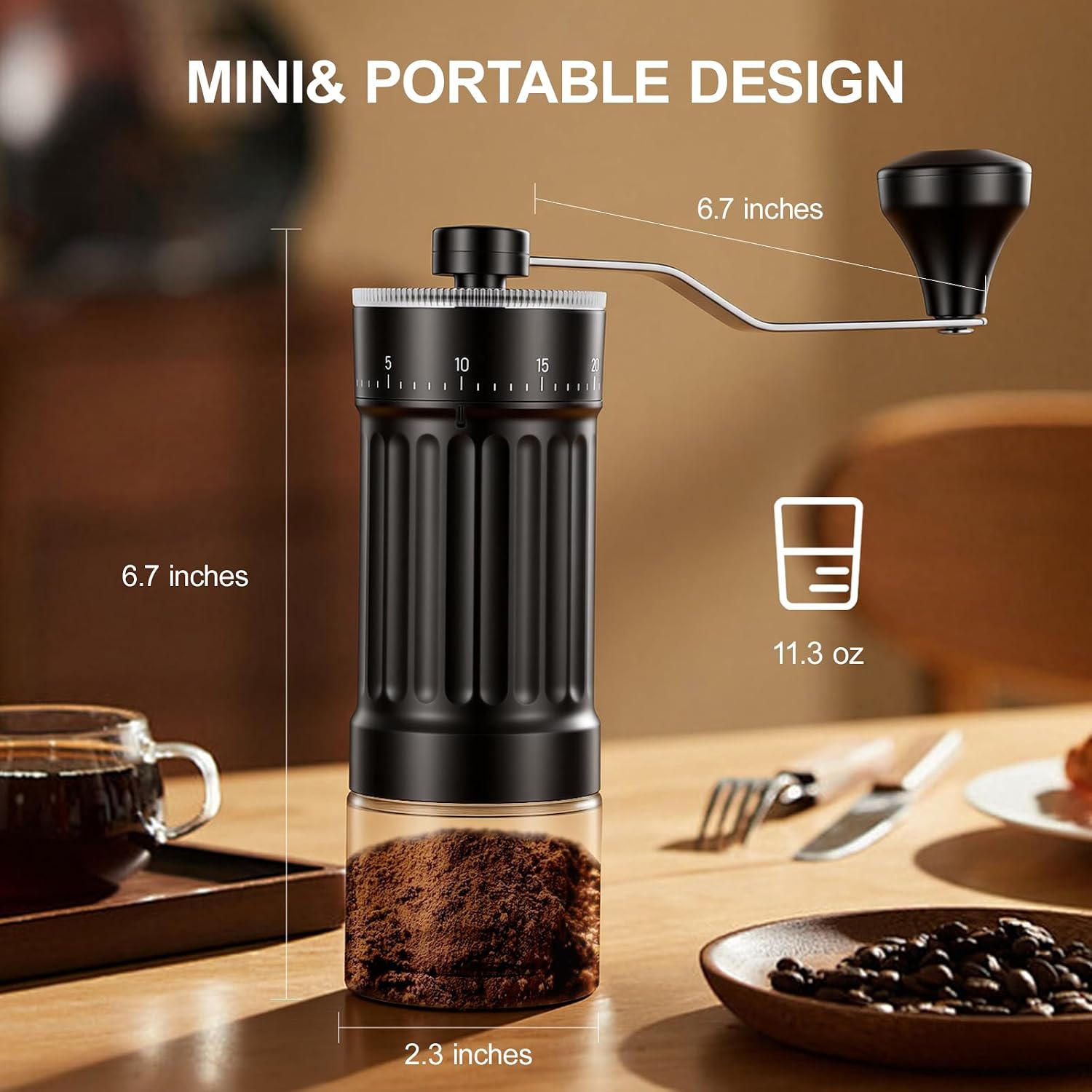 Manual Coffee Grinder with Conical Burr, 40 Adjustable Settings, 30g Capacity, Portable for Espresso, French Press