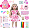 Doll Clothes and Accessories School Supplies Playset for 18 Inch Girl Doll with Doll Clothes,School Bags, Student