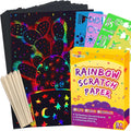 100 Pcs Rainbow Scratch Paper Art for Kids Arts and Crafts Kit | Rainbow Scratch Paper Set Supplies School Activities