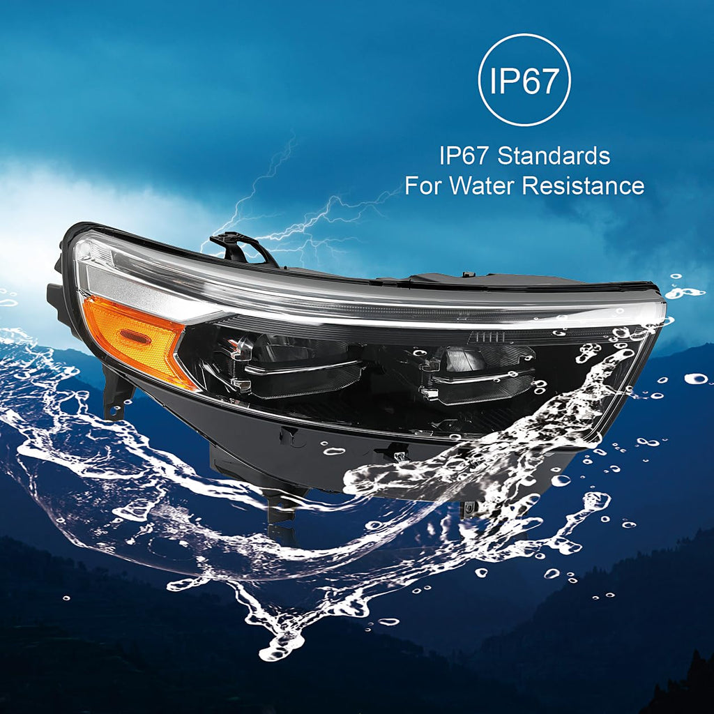 Black LED Headlights RH Compatible with 2020-2024 Ford Explorer