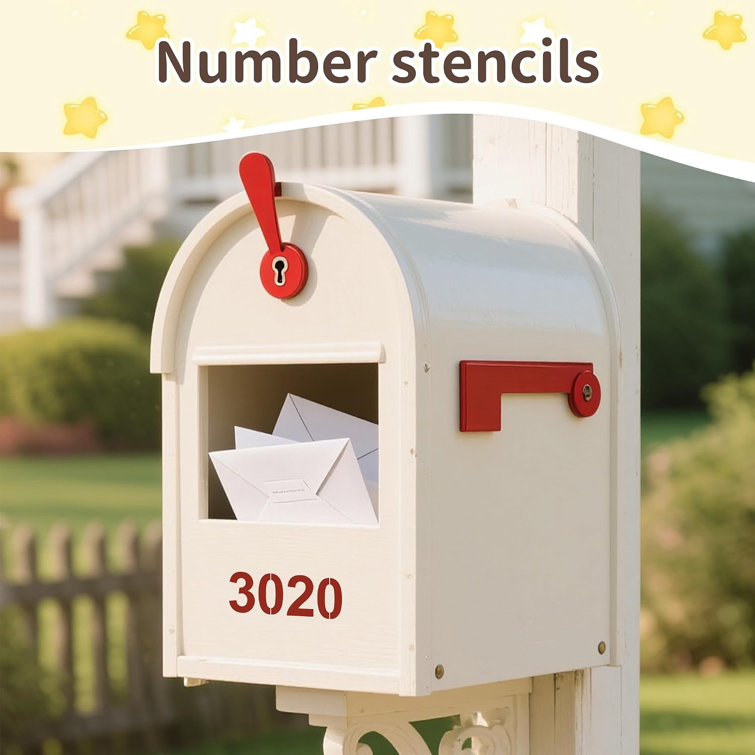 4Inch Number Stencils,10Pcs Plastic Stencils Reusable Curb Stencil Kit | Washable 0-9 Large Number Stencil for