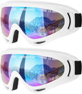 Ski Goggles, 2 Pack Snow Goggles Snowboard Goggles for Men Women Kids | UV Protection Foam Anti-Scratch Dustproof