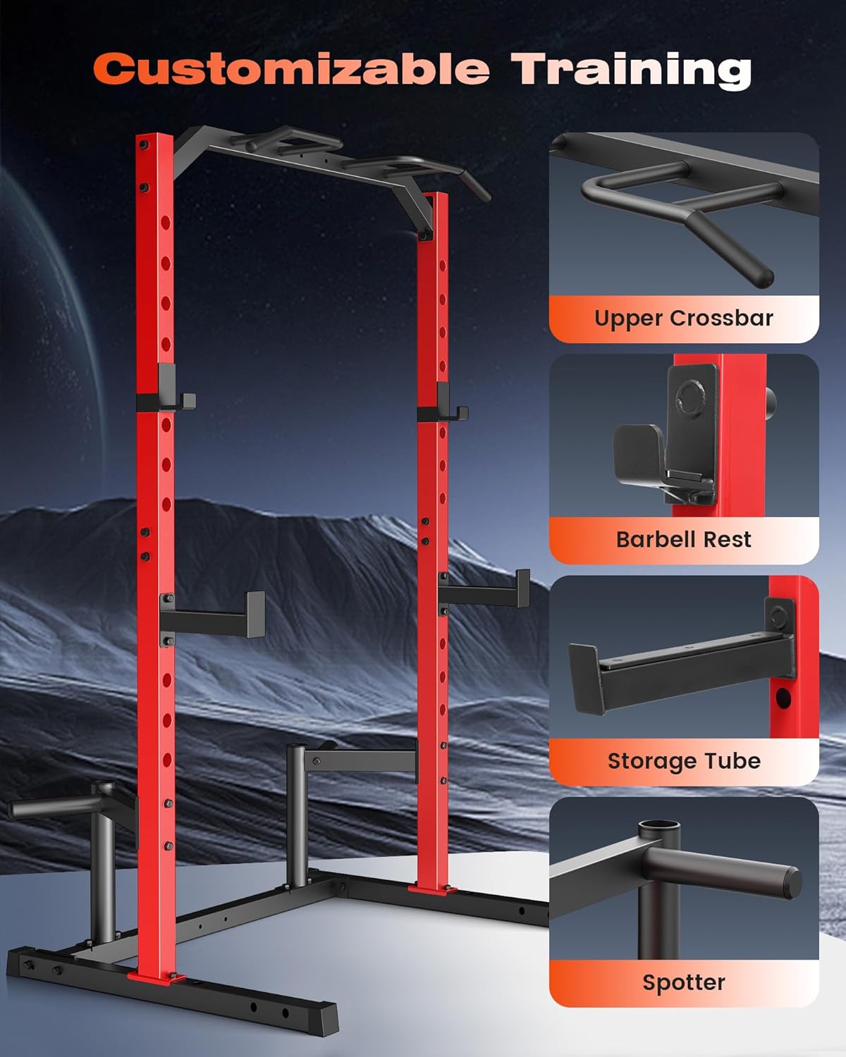 Squat Rack Power Cage for Home Gym | Squat Rack with Pull-up Bar, J-Hooks, More Training Attachment for Home Gym