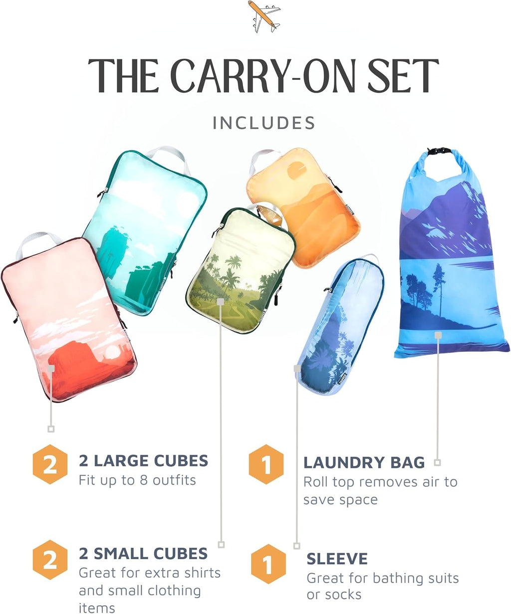 Compression Packing Cubes for Travel, 6-Piece Lightweight Packing Cubes Set for Carry-On Luggage & Backpacks –