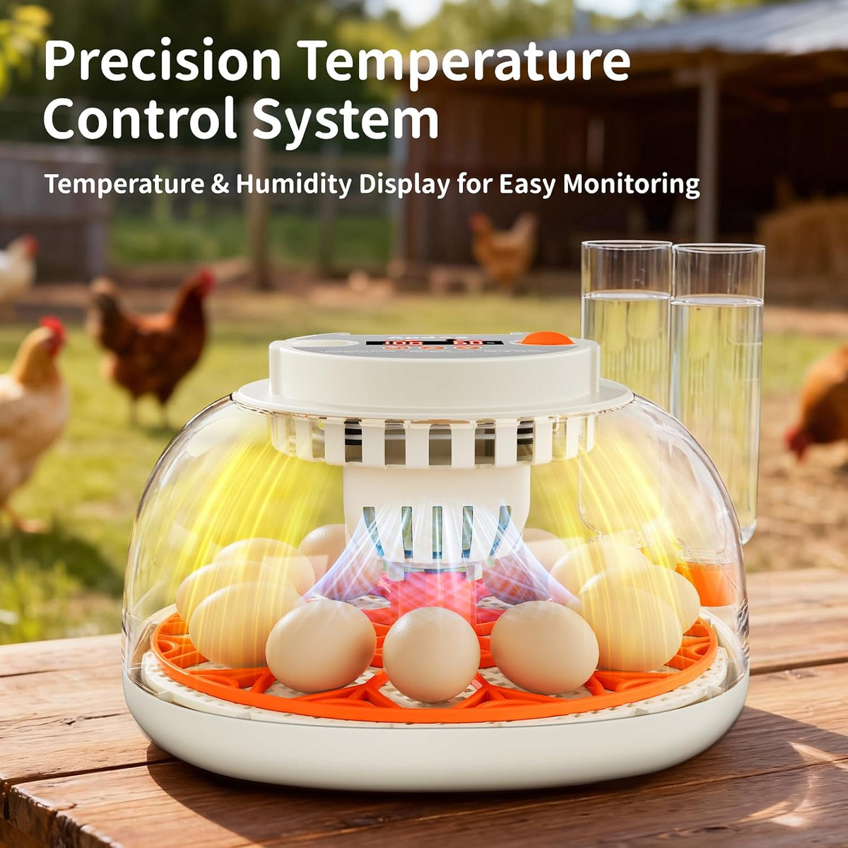 Egg Incubators for Hatching Eggs, Temperature and Humidity Control, Automatic Egg Turning, Egg Candler, External