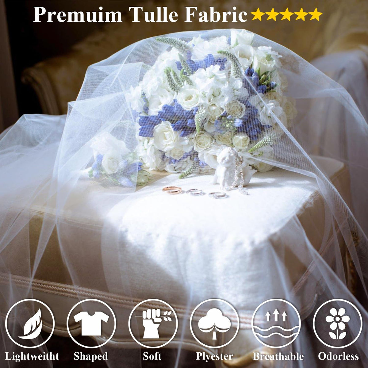 Black Tulle Fabric Roll 54 Inch x 20 Yards, Matte Tulle Ribbon